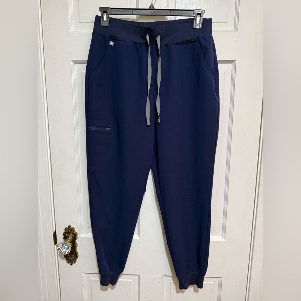 Navy Blue Large Figs Scrub Pants Elastic Ankle Technical Collection Womens